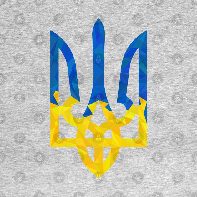 Low polygonal ukrainian trident white by Cute-Design